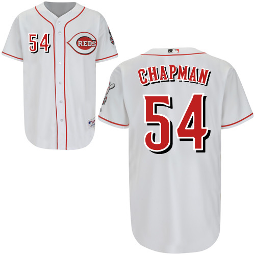 Aroldis Chapman #54 Youth Baseball Jersey-Cincinnati Reds Authentic Home White Cool Base MLB Jersey